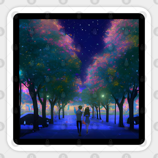 Couple Nighttime Walk Sticker by Chance Two Designs